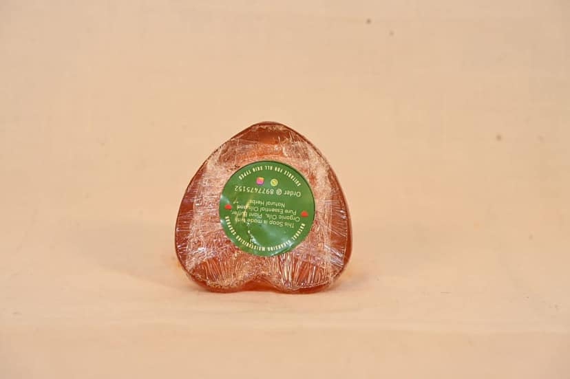 Natural handmade heart shaped soap bar view 3