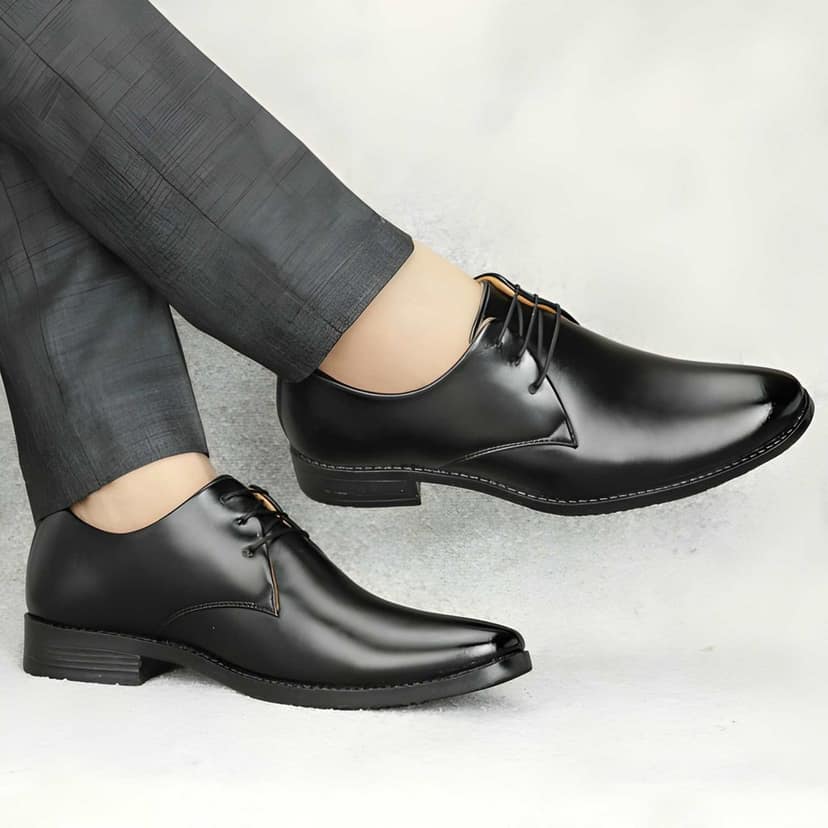 WUGO::Latest Gorgeous Men Formal Shoes|Black Derby Shoes|Outdoor Office Shoes For Men's & Boys (Free Home Delivery) view 3