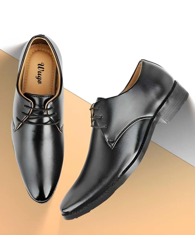WUGO::Latest Gorgeous Men Formal Shoes|Black Derby Shoes|Outdoor Office Shoes For Men's & Boys (Free Home Delivery) view 4