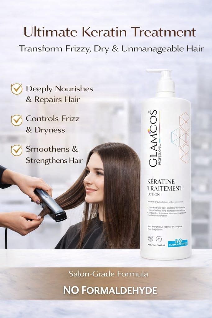 Glamcos Professional Keratin Treatment Lotion | Salon Professional Hair Smoothening Treatment | Deep Nourishing & Repair | Controls Frizzy, Dry & Unmanageable Hair | No Formaldehyde | 1000ml view 4
