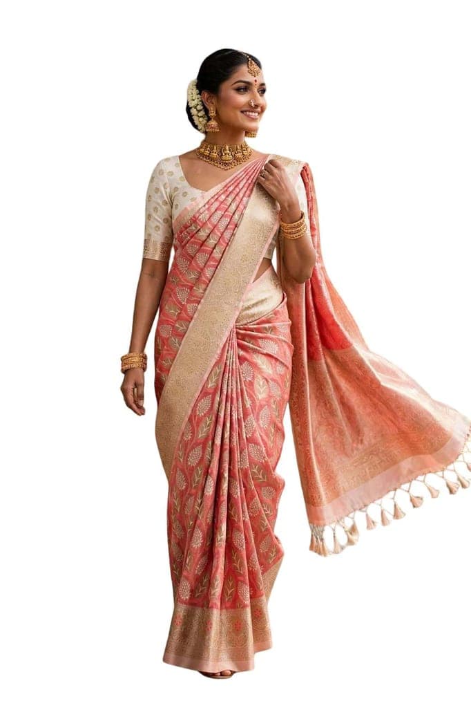 Women’s Woven Saree with Silver Zari Pallu | Elegant Designer Saree for Wedding view 2