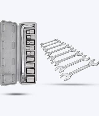 Aldeco Hand Tool Kit- Multipurpose use 10 Pcs Socket Set with 8 Pcs Spanner Set. Combination of Tools For Domestic & Industrial Purpose.