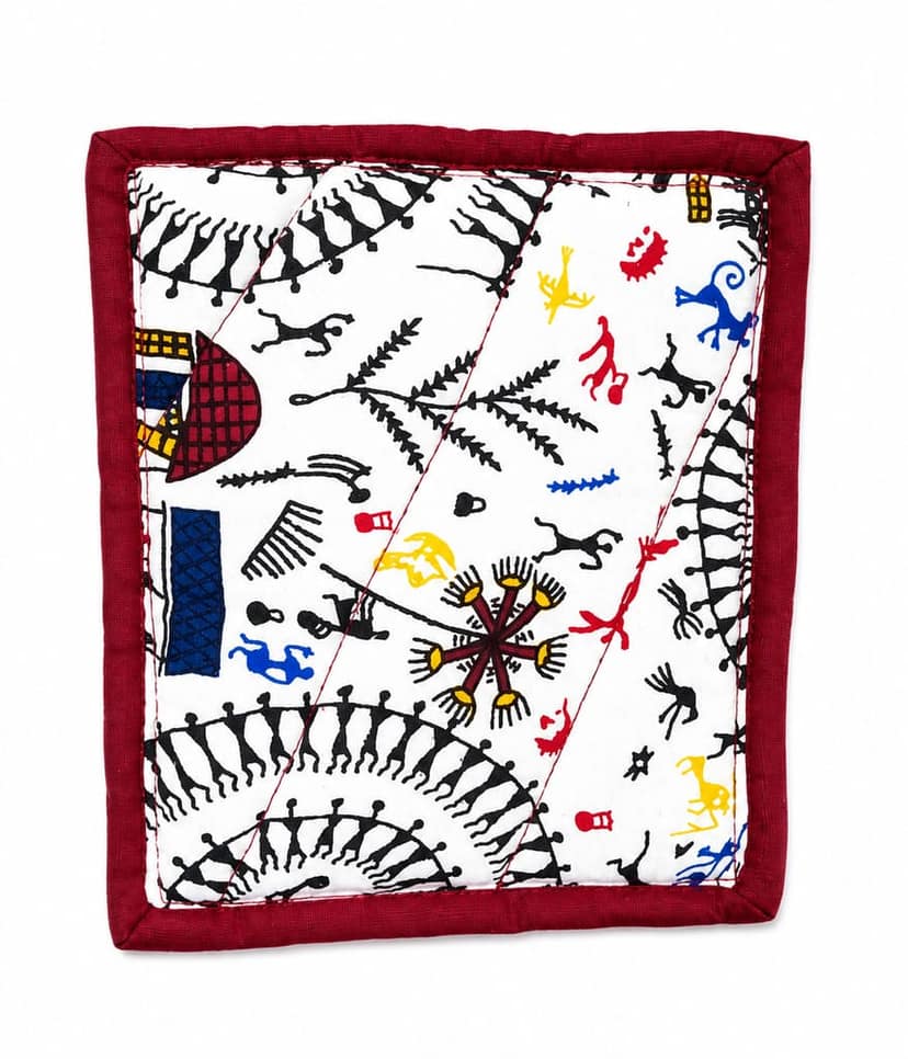 Rajasthani Tribal Art Printed Fabric Zipper Pouch view 3