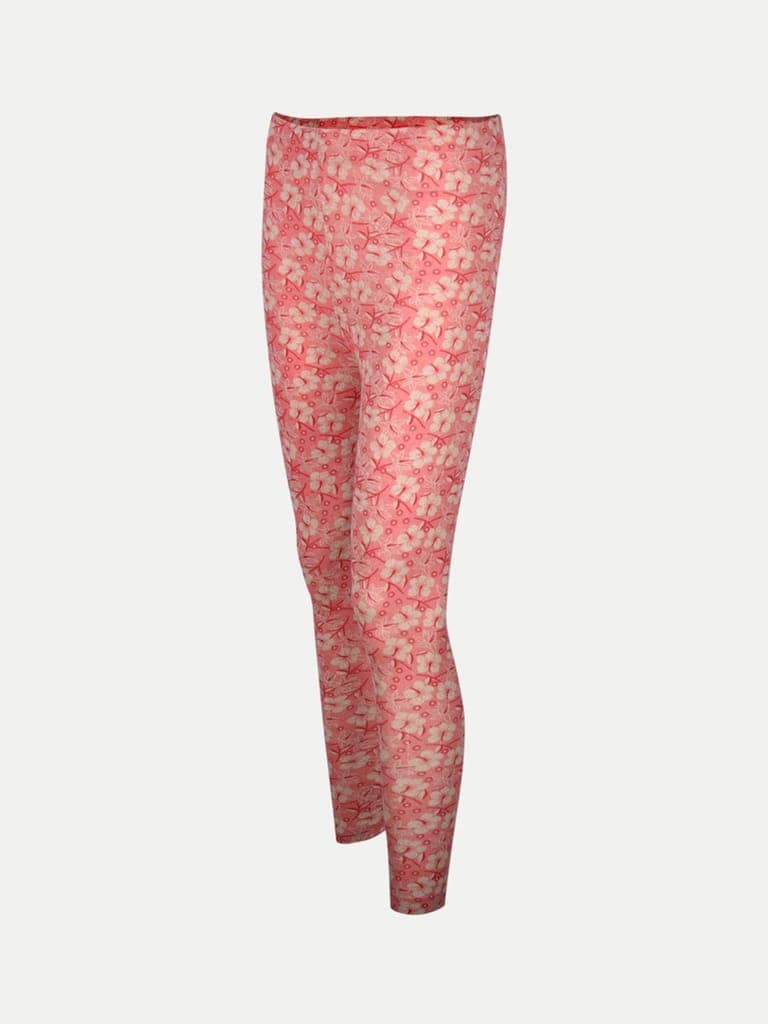 Women Red Floral Printed Legging view 2