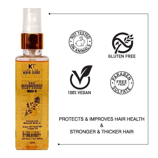 Pre Conditioning Silky Hair Serum | With Mustard, Argan, Lemon & Basil Oils for Frizz Control & Smooth, Silky Hair | Sulfate-Free, Paraben-Free | 100ml view 2