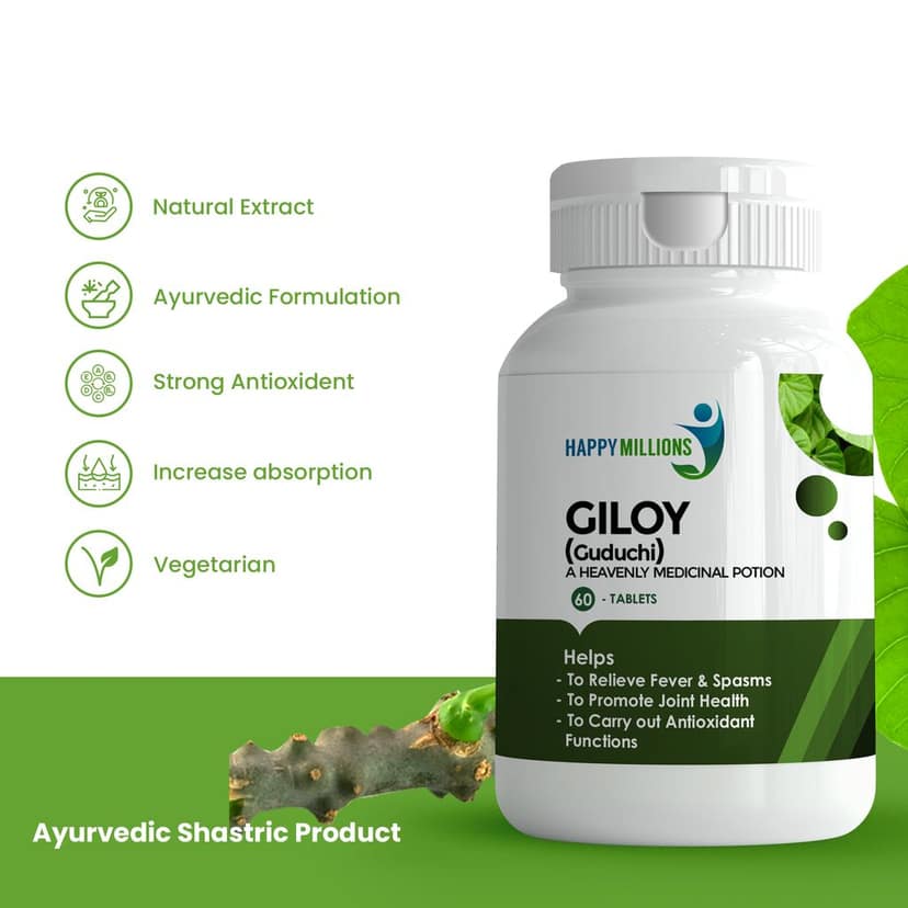 Happy Millions Ayurvedic Giloy (Guduchi) - A Heavenly Medicinal Potion | 60 Tablet view 2