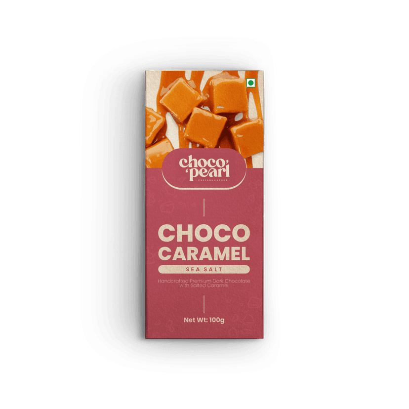 Choco Pearl Choco Caramel Handcrafted Premium Dark Chocolate With Sea Salted Caramel 100gm