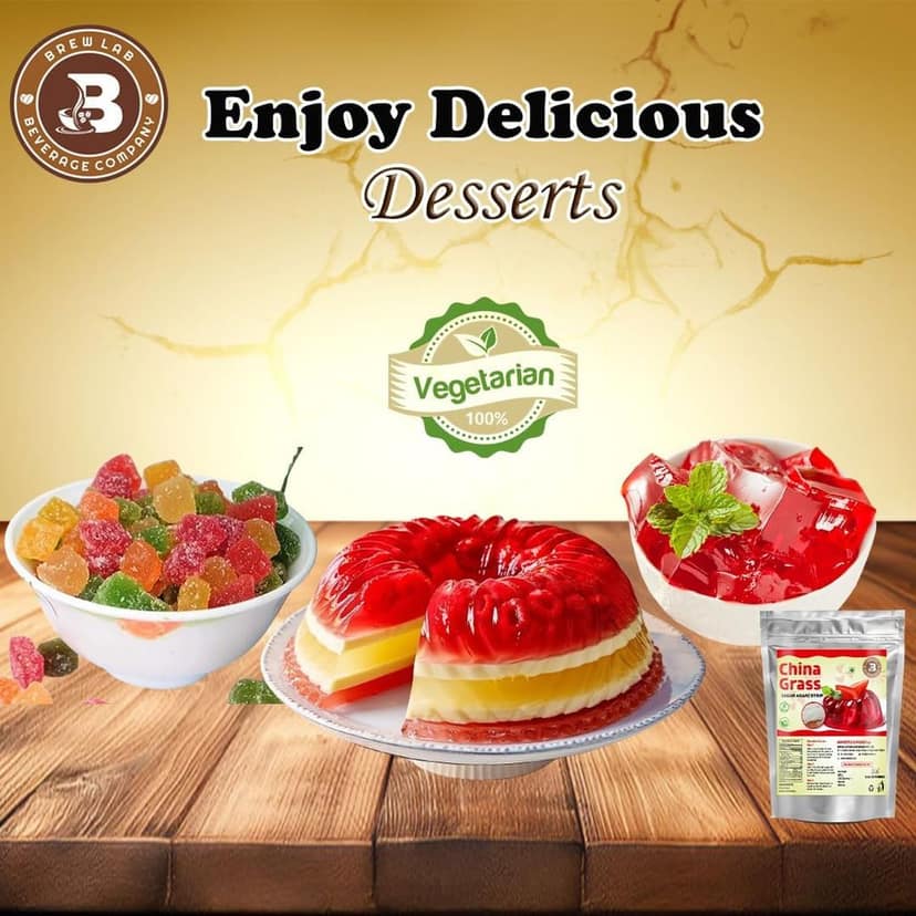 Brew Lab China Grass Strip (Agar Agar) | Natural Vegetarian Dessert Thickener | Perfect for Falooda, Jelly, Pudding & Ice Cream | No Artificial Color | 100% Plant Based view 4