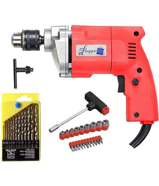 Shopper52 - Drill Machine Combo 350W 10mm Corded Drill Kit
