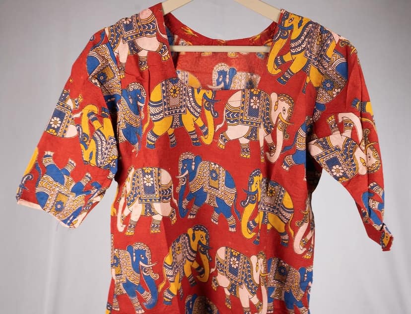 Kalamkari Kurti Red Colour view 4