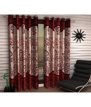 Phyto Home Printed Blackout Eyelet Window Curtain 5 ft Pack of 2 -Multi Color
