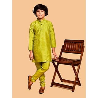 PrintCultr Boys Festive & Party Kurta and Pyjama Set (Green)