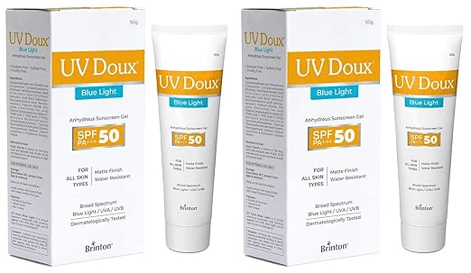 Brinton UV Doux Blue Sunscreen Gel SPF 50 pa+ + + UVA/UVB 50 gm x Pack of 2