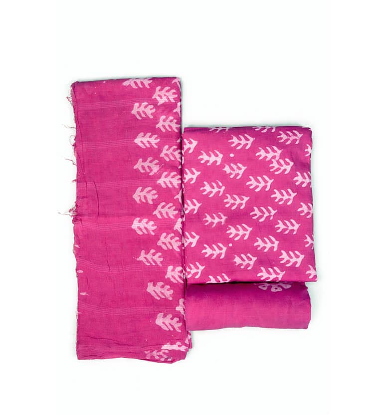 Handcrafted Batik Print Unstitched 3-Piece Suit Set view 2