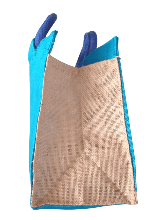 Blue Jute Bag with Lord Ganesha Print - Eco-Friendly Tote view 4
