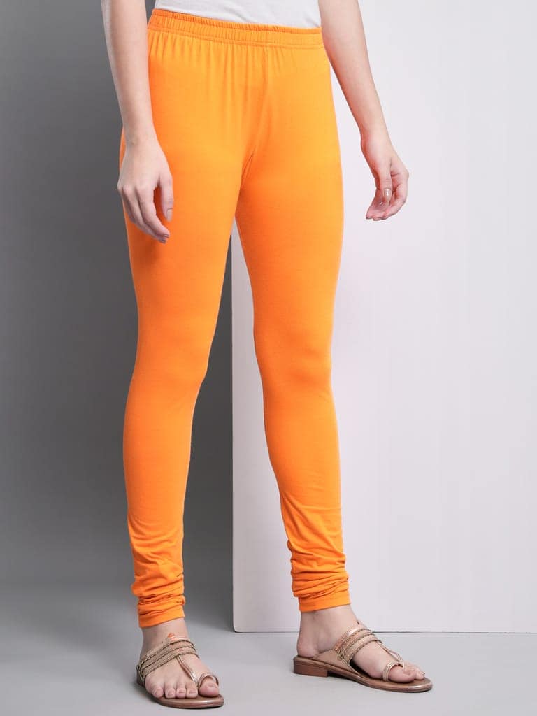 SOFT COLORS Women's Skinny Fit Ethnic Wear Churidar Leggings (Orange) view 3