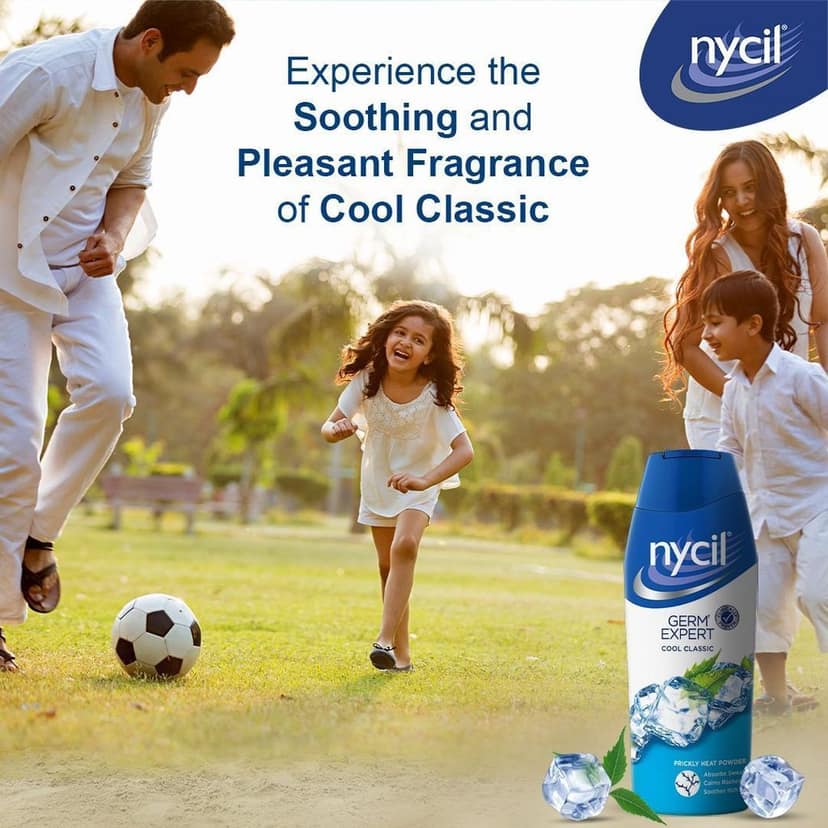 Nycil Cool Classic Prickly Heat Talcum Powder, Pack Of 50Gm, Blue view 3