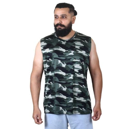 Men's Gym Sleeveless T-Shirt Camouflage Green - Drifit, Quick Dry Sports Tank Top, Sando Vest view 6