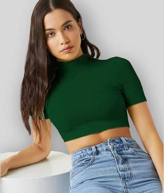 Dream Beauty Fashion Women's Polyester Crop Top ( Blue )
