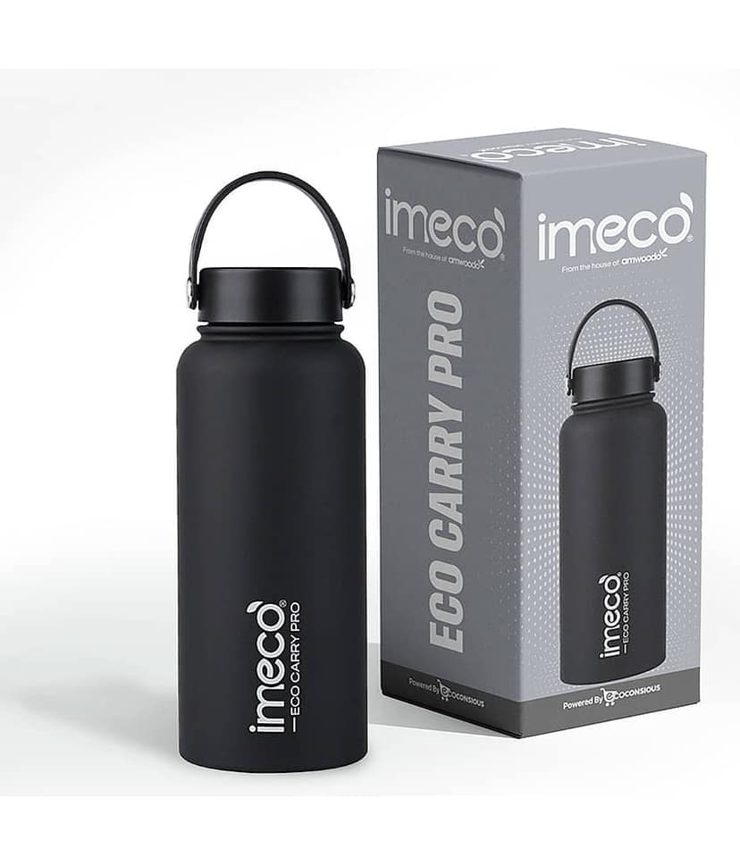 IMECO ECO CARRY PRO Stainless Steel Water Bottle | Black Stainless Steel Water Bottle 1000 mL ( Set of 1 )