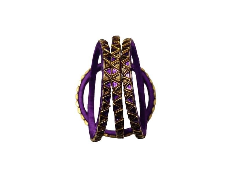 Purple & Gold Embellished Bangles - Elegant Wristwear view 3