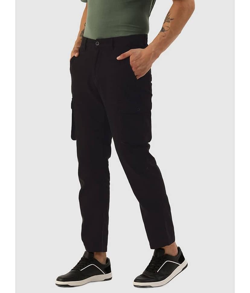 IVOC Men Solid Regular Fit Cargos Trousers view 2