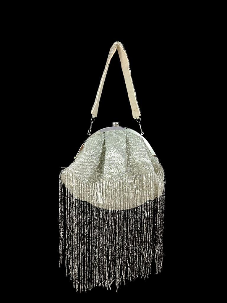FHS Stylish Sequins Work Silver Clutch Bag view 2