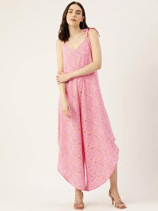 Pink Solid Basic Jumpsuit