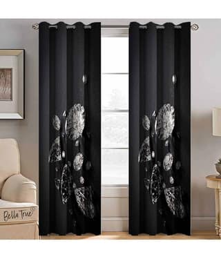 BELLA TRUE Set of 2 Door SemiTransparent Eyelet Polyester Multi Color Curtains ( 213 x 113 cm )
