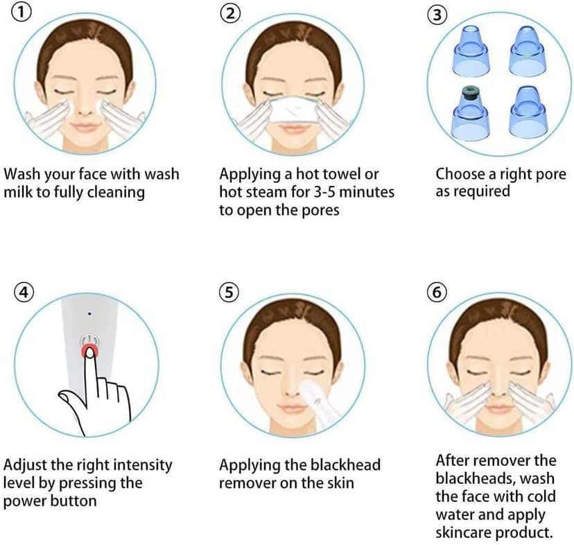 4 in 1 Multi-Function Blackhead Whitehead Extractor Remover Device, Skin Cleaner, Pimple Removal Tool, Acne Pimple Pore Cleaner Vacuum Suction Tool for Men and Women (white) view 6