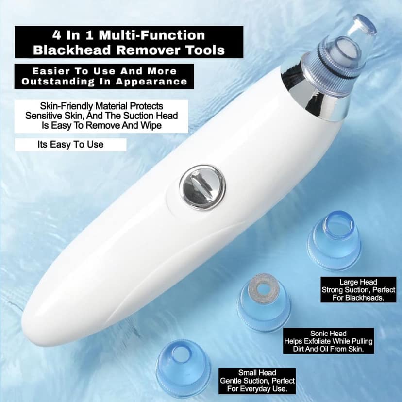 4 in 1 Multi-Function Blackhead Whitehead Extractor Remover Device, Skin Cleaner, Pimple Removal Tool, Acne Pimple Pore Cleaner Vacuum Suction Tool for Men and Women (white) view 8