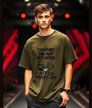 ENITOR Men Cotton Blend Oversized Fit Printed T-Shirt ( Green )