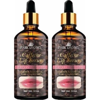 PARK DANIEL Natural Caffeine Lip Serum Oil With Vitamin E and Almond Oil- For Soft Lips Combo Pack Of 2 Bottles of 30ml (60ml) (60 ml, Brown)