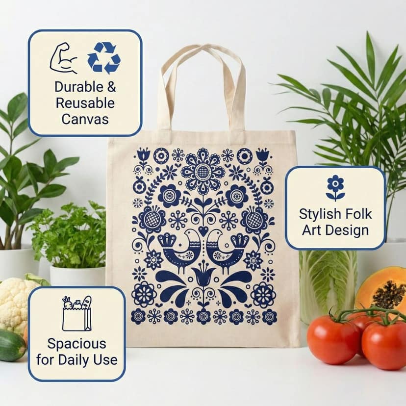 Printed Canvas Tote Bag (Without Zip) view 3