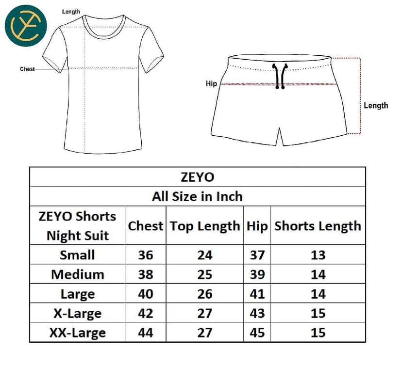 ZEYO Women's Viscose Blue Solid Plain Night Suit Set of Top & Shorts view 6