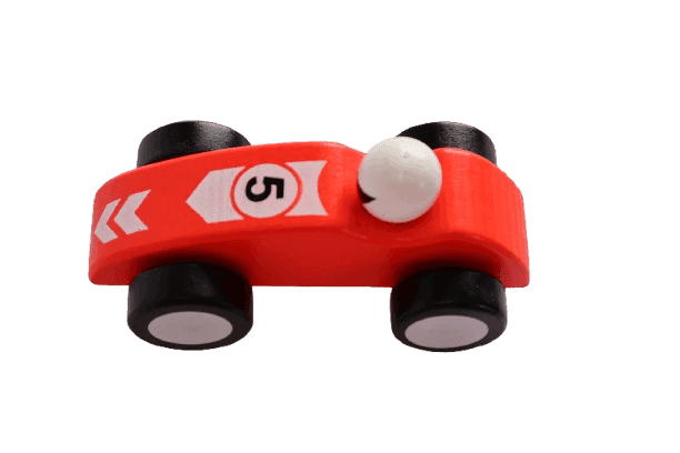 Wooden Race Car - Red & Green with Racing Numbers