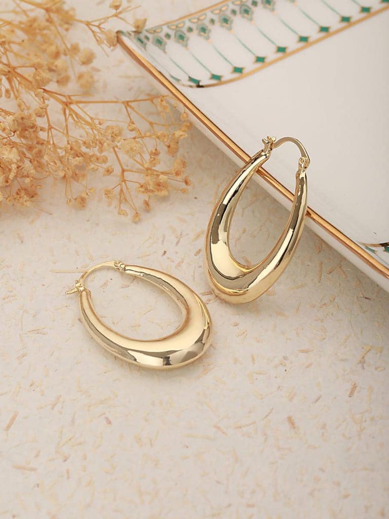 Anti-Tarnish Gold Plated U -Shaped Chunky Hoop Earrings view 2