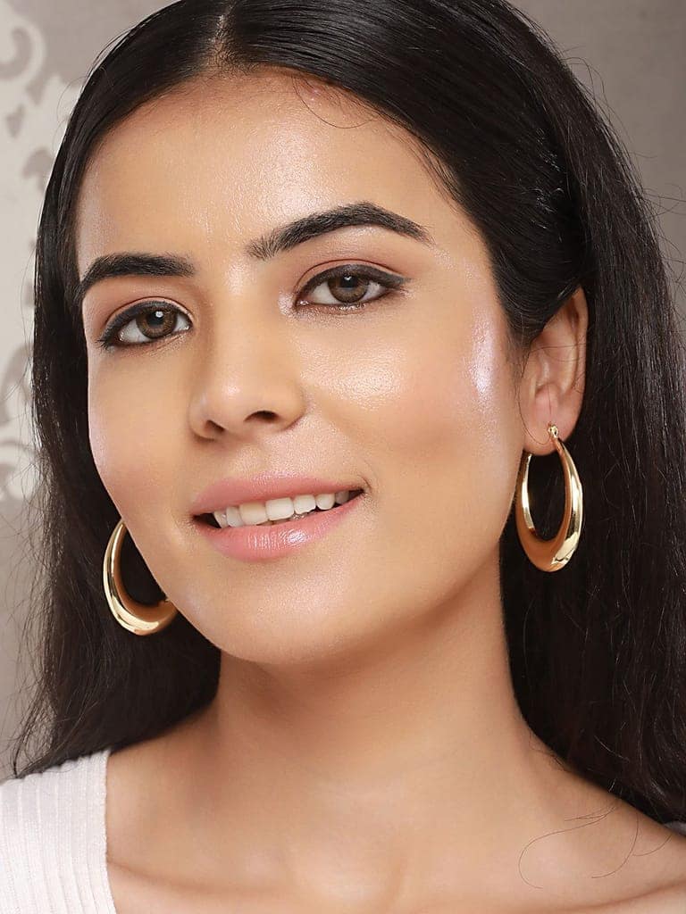 Anti-Tarnish Gold Plated U -Shaped Chunky Hoop Earrings view 4