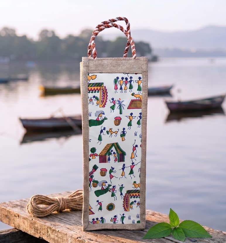 Handcrafted Jute Bottle Bag