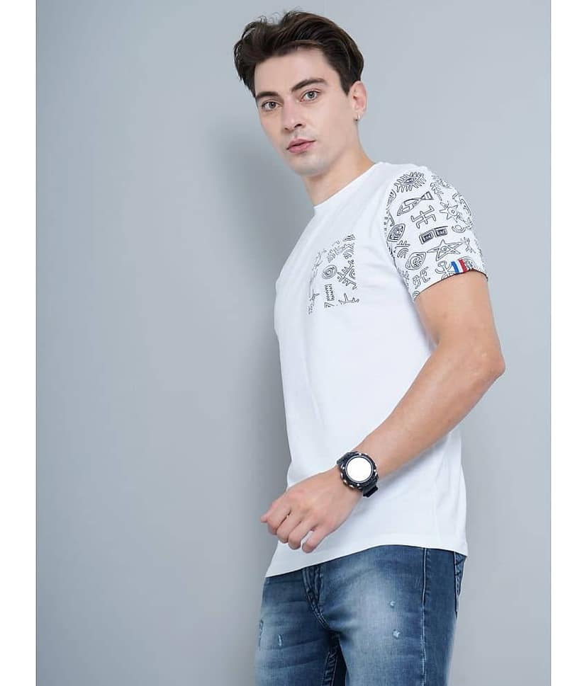 Paul Street Pack of 1 Cotton Slim Fit Men's T-Shirt ( White ) view 3