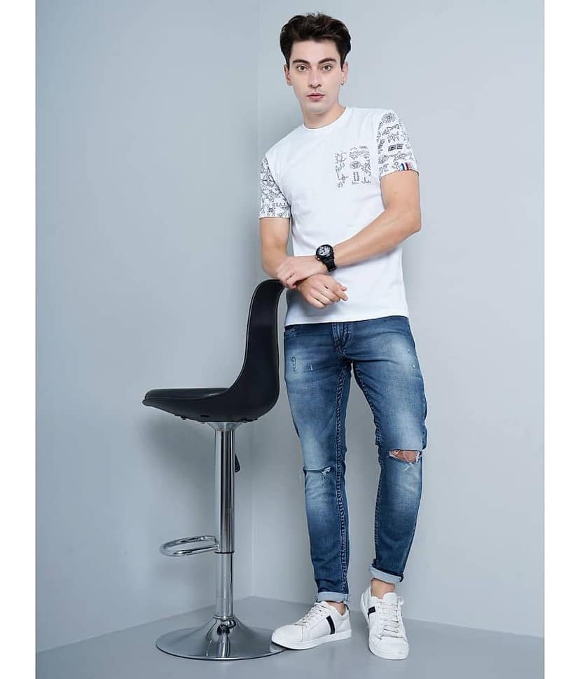 Paul Street Pack of 1 Cotton Slim Fit Men's T-Shirt ( White ) view 5