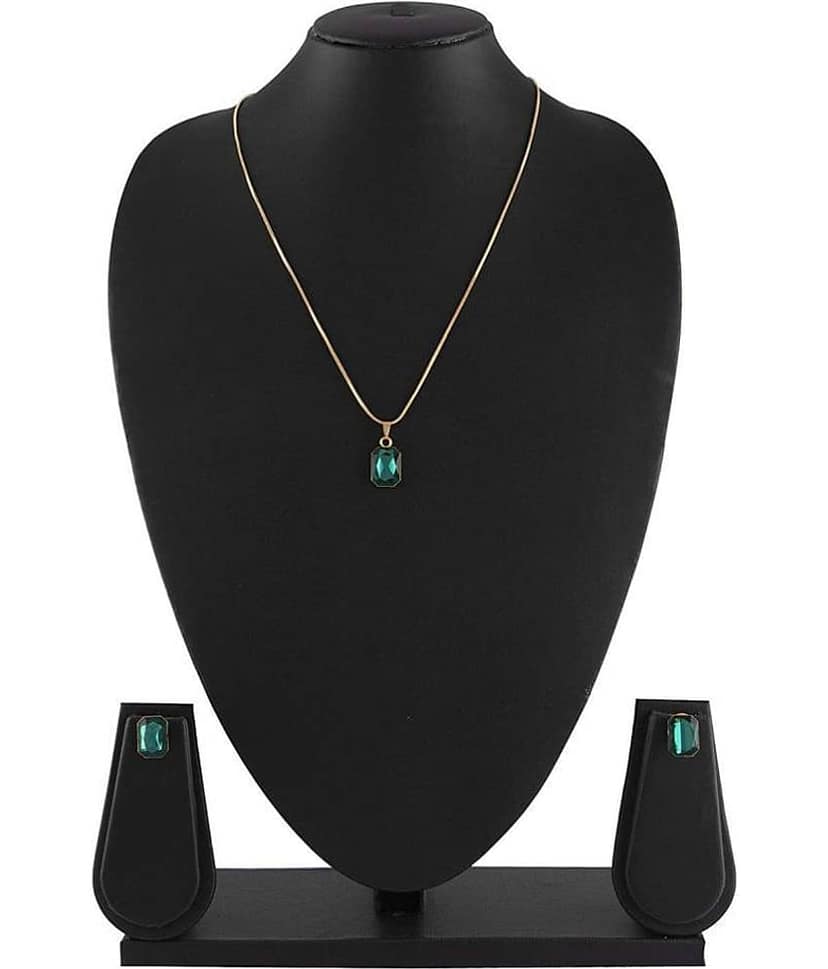 JFL Crystal Pendant with Chain and Earrings Set for Women & Girls view 2