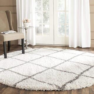 GALLERY HOME Silky Smooth Anti-Skid Shaggy Round Carpet with 2 inch Thickness (4 x 4 Round, Ivory)