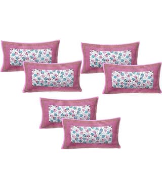 AJ Home Pack of 6 Cotton Pink Pillow Cover (17 X 27 Inch)