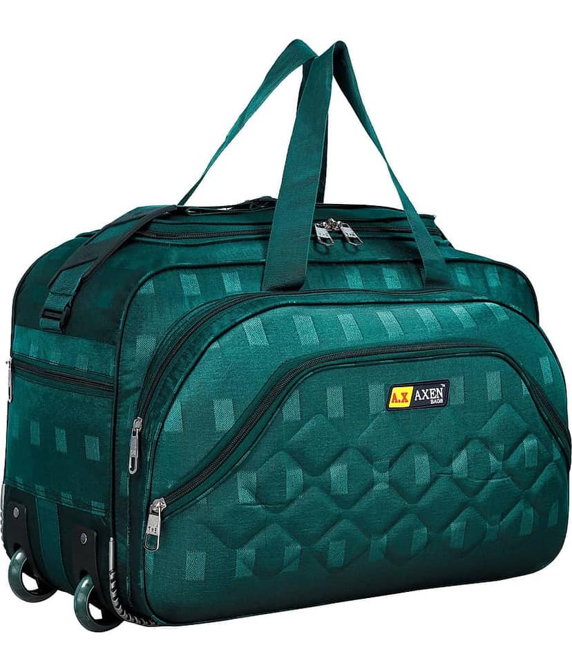 AXEN BAGS 45 Ltrs GREEN Polyester Duffle Trolley