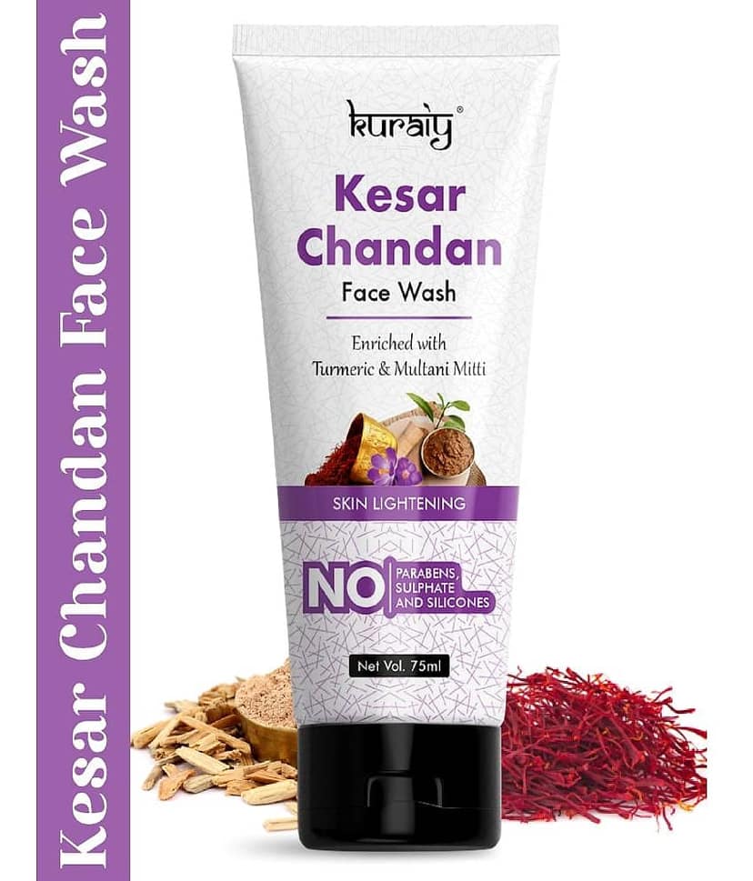 KURAIY Gold Kesar Chandan Face wash For Glowing Skin, All Skin Types 75ml Each (Pack of 1)