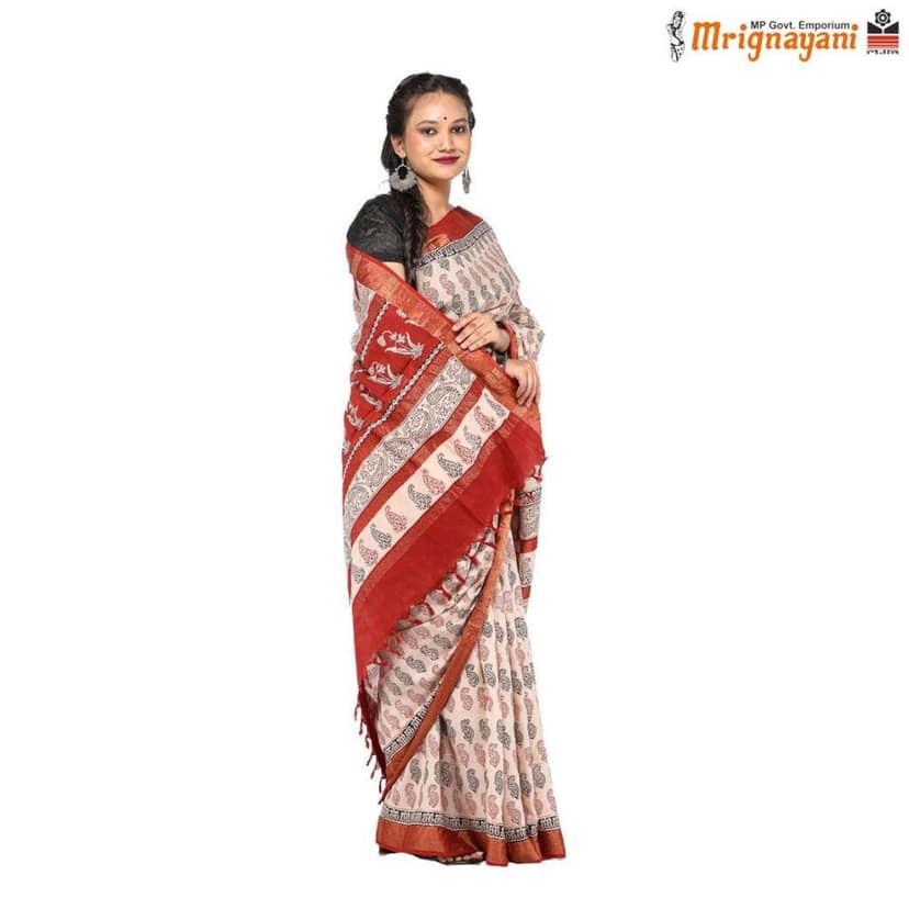 HANDLOOM KOSA BAGH PRINT SAREE WITH BLOUSE (SKU - 3N0102060622, SAREE - 1203) view 2