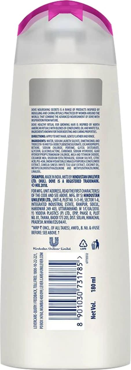 Dove Healthy Ritual For Growing Hair Shampoo, 180 Ml view 2
