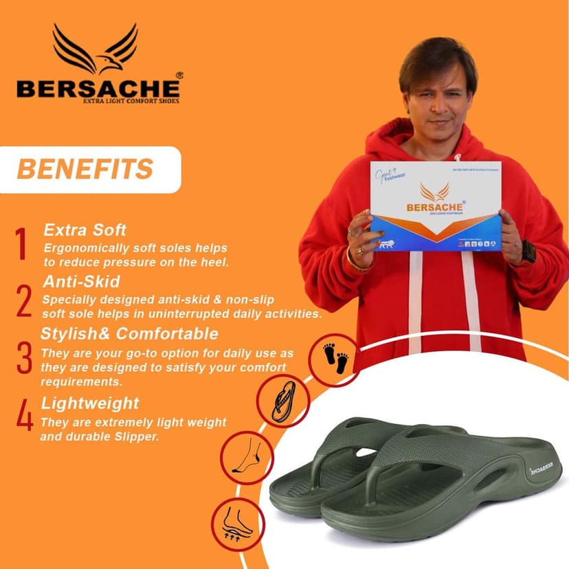 Bersache Extra Soft Classic Casual with Back Strap Regular wear with Ultra Soft & Flexibility Technology Slipper for Men's view 2