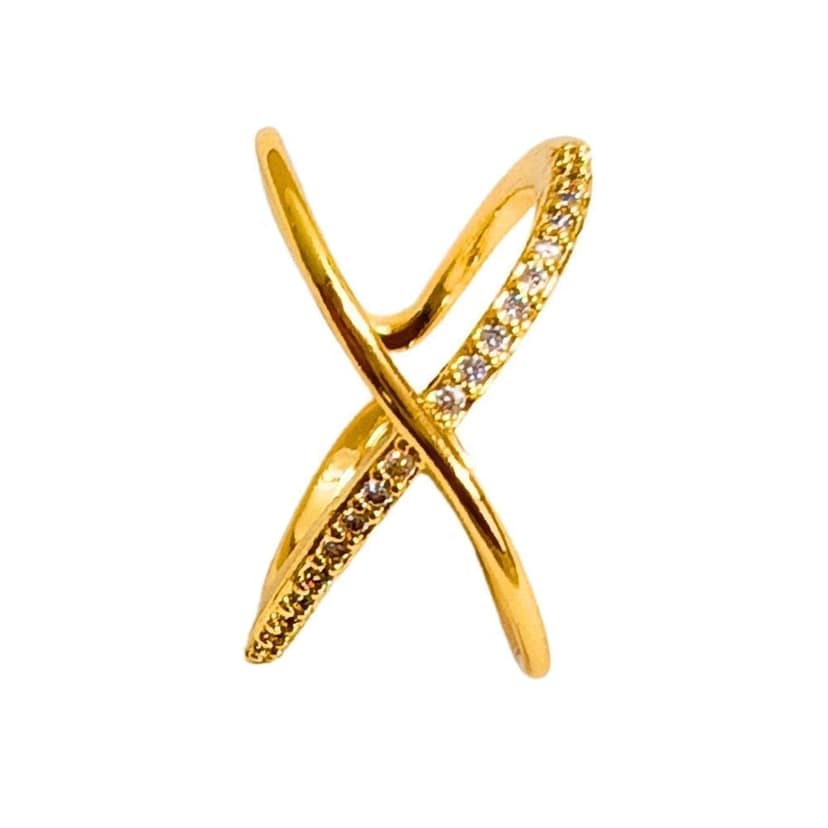 Jewelryklub Adjustable Fashion Ring With American Diamonds For Girls And Women Gold Plated view 4